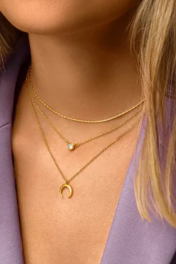 Singularu Pack 2 Collares Spark + Mini Moonset Plata Baño Oro Amarillo