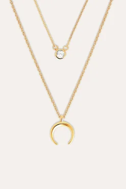 Singularu Pack 2 Collares Spark + Mini Moonset Plata Baño Oro Amarillo