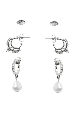 Pieces Pack De 3 Pendientes Gris Medio Hot