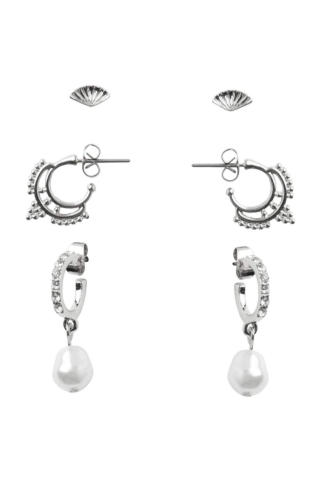 Pieces Pack De 3 Pendientes Gris Medio Hot