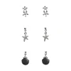 Pieces Pack De Tres Pendientes Plateados. Gris Medio New