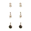 Pieces Pack De Tres Pendientes Plateados. Amarillo New