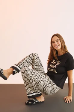 Women'secret Pantalon 100% Algodon Estampado Geometrico Amarillo New