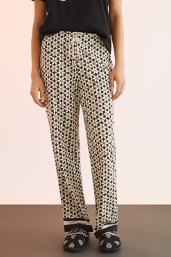 Women'secret Pantalon 100% Algodon Estampado Geometrico Amarillo New