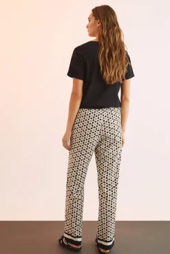 Women'secret Pantalon 100% Algodon Estampado Geometrico Amarillo New