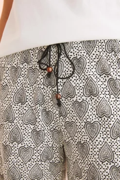 Women'secret Pantalon 100% Algodon Estampado Corazones Beige Clearance