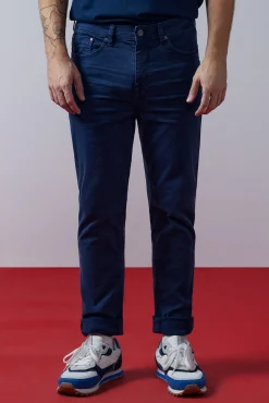 * Pantalon 5 Bolsillo Color Skinny Lavado Azul Oscuro Discount