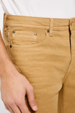 * Pantalon 5 Bolsillo Color Skinny Lavado Beige Medio