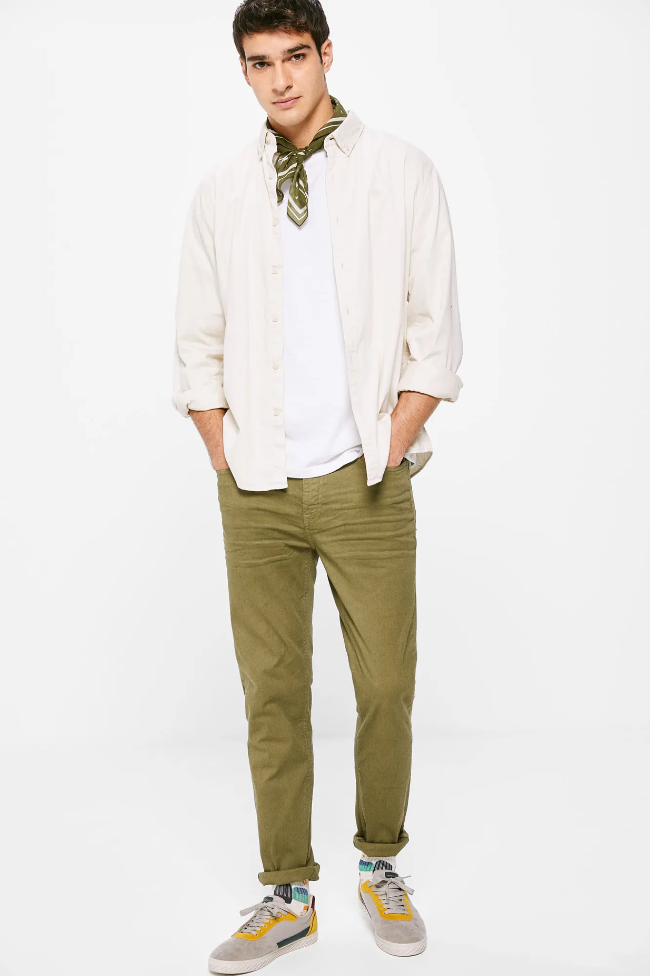 * Pantalon 5 Bolsillo Color Skinny Lavado Kaki Oscuro Clearance