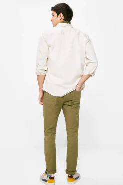 * Pantalon 5 Bolsillo Color Skinny Lavado Kaki Oscuro Clearance