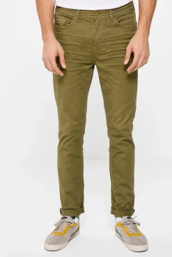 * Pantalon 5 Bolsillo Color Skinny Lavado Kaki Oscuro Clearance