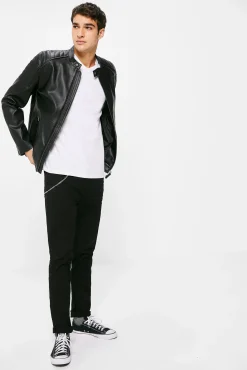 * Pantalon 5 Bolsillo Color Skinny Lavado Negro Sale
