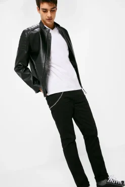 * Pantalon 5 Bolsillo Color Skinny Lavado Negro Sale