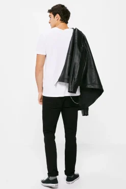 * Pantalon 5 Bolsillo Color Skinny Lavado Negro Sale