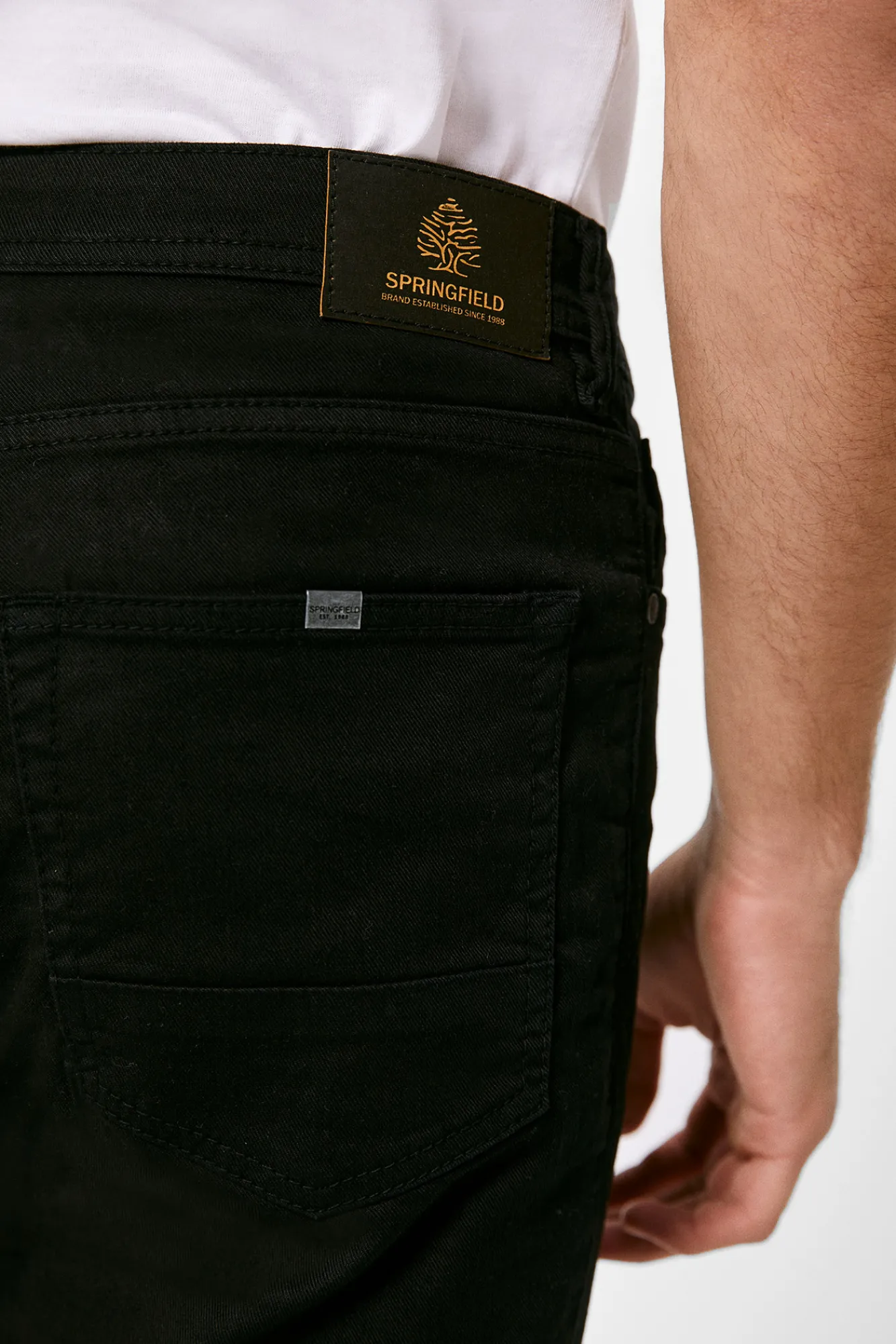 * Pantalon 5 Bolsillo Color Skinny Lavado Negro Sale