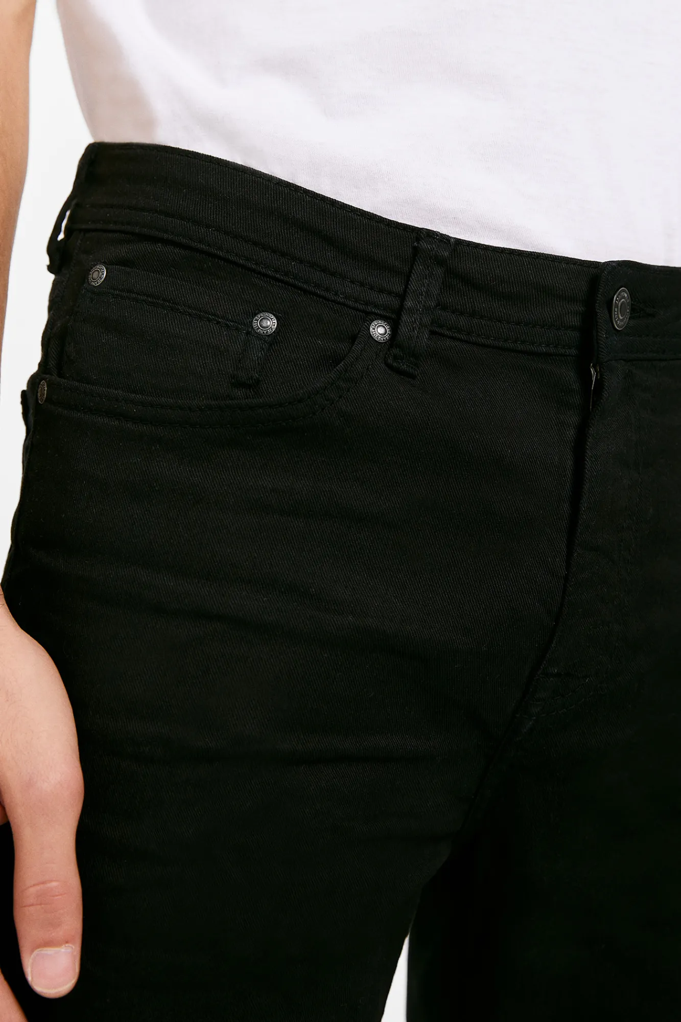 * Pantalon 5 Bolsillo Color Skinny Lavado Negro Sale