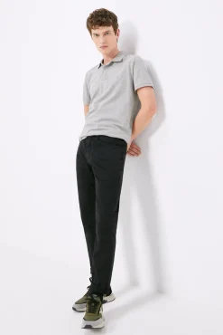 * Pantalon 5 Bolsillos Ligero Color Slim Lavado Negro Sale