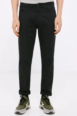 * Pantalon 5 Bolsillos Ligero Color Slim Lavado Negro Sale