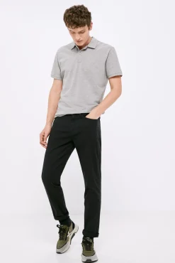 * Pantalon 5 Bolsillos Ligero Color Slim Lavado Negro Sale
