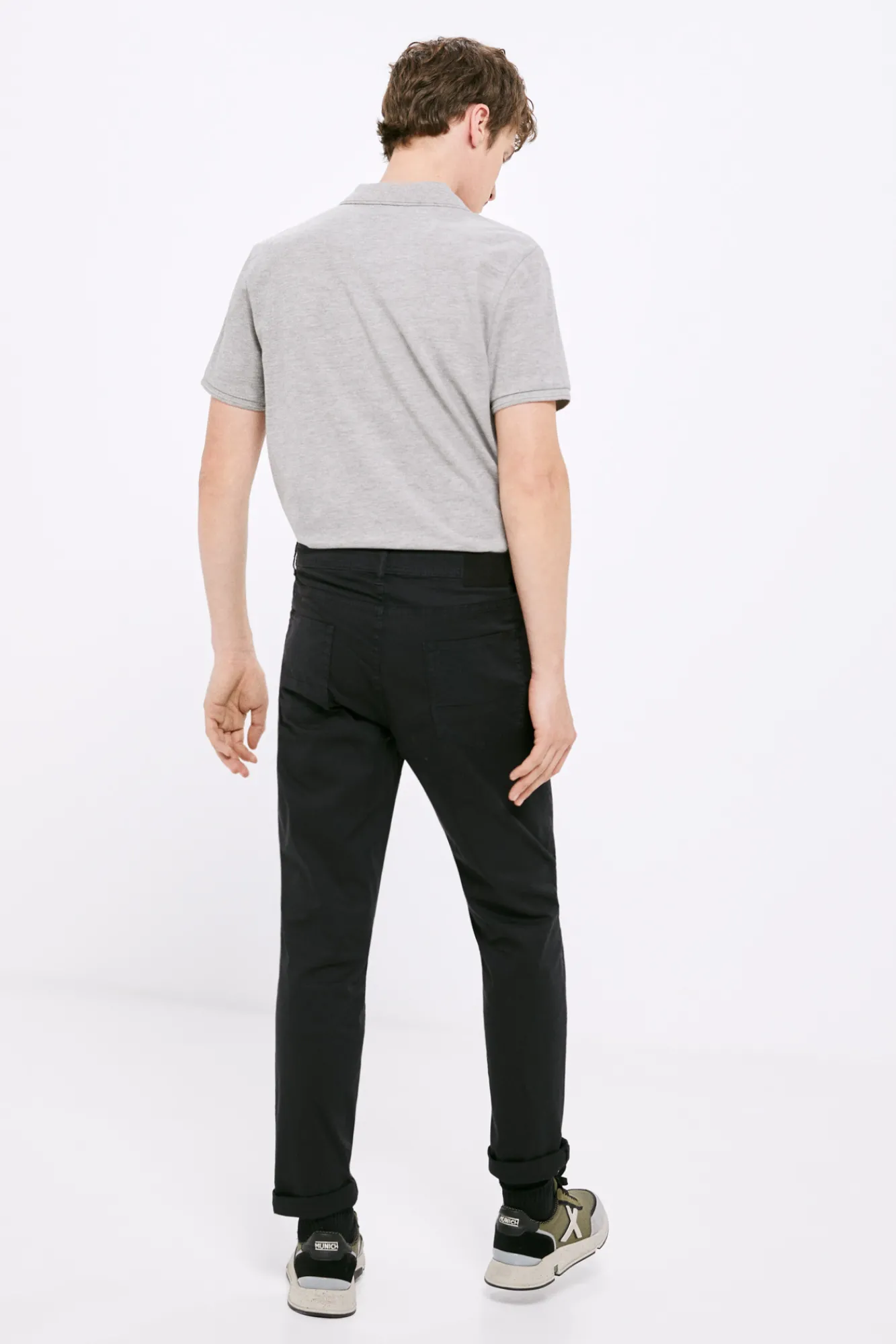 * Pantalon 5 Bolsillos Ligero Color Slim Lavado Negro Sale