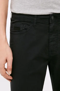 * Pantalon 5 Bolsillos Ligero Color Slim Lavado Negro Sale