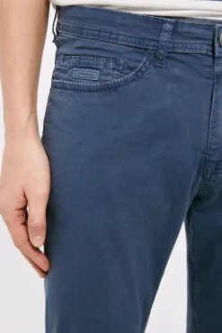* Pantalon 5 Bolsillos Ligero Color Slim Lavado Azul Medio New