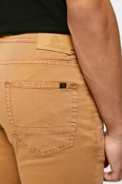 * Pantalon 5 Bolsillos Ligero Color Slim Lavado Tostado Outlet