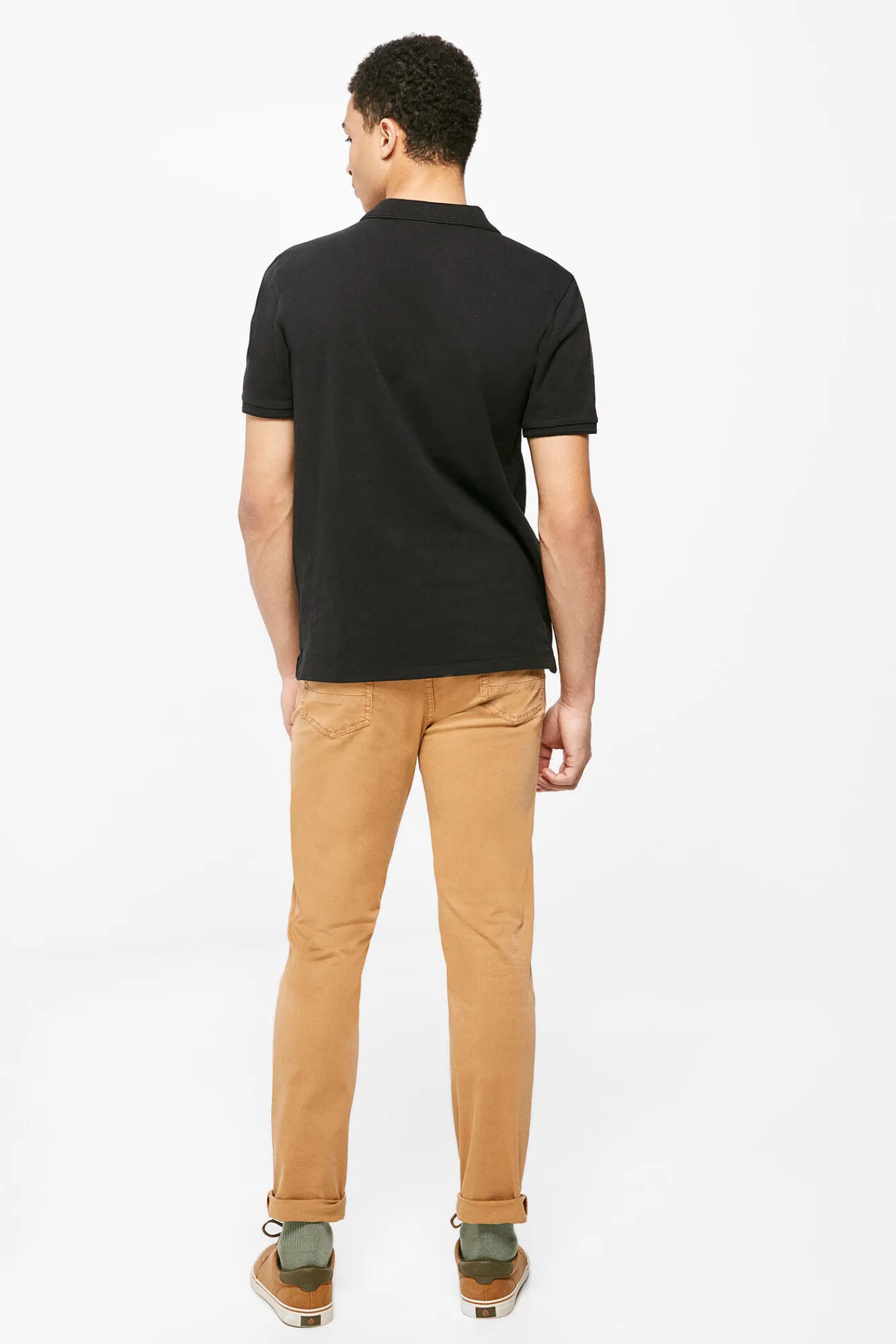 * Pantalon 5 Bolsillos Ligero Color Slim Lavado Tostado Outlet