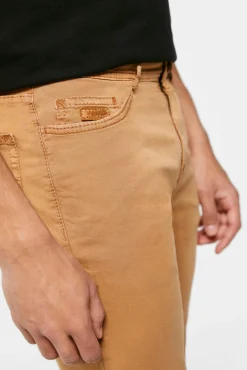 * Pantalon 5 Bolsillos Ligero Color Slim Lavado Tostado Outlet