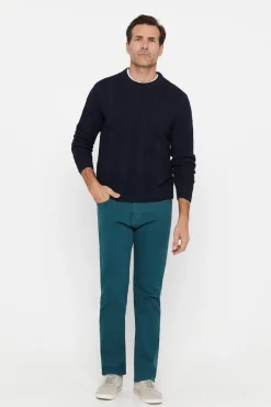 Cortefiel Pantalon Color Regular Fit Dynamic Azul New