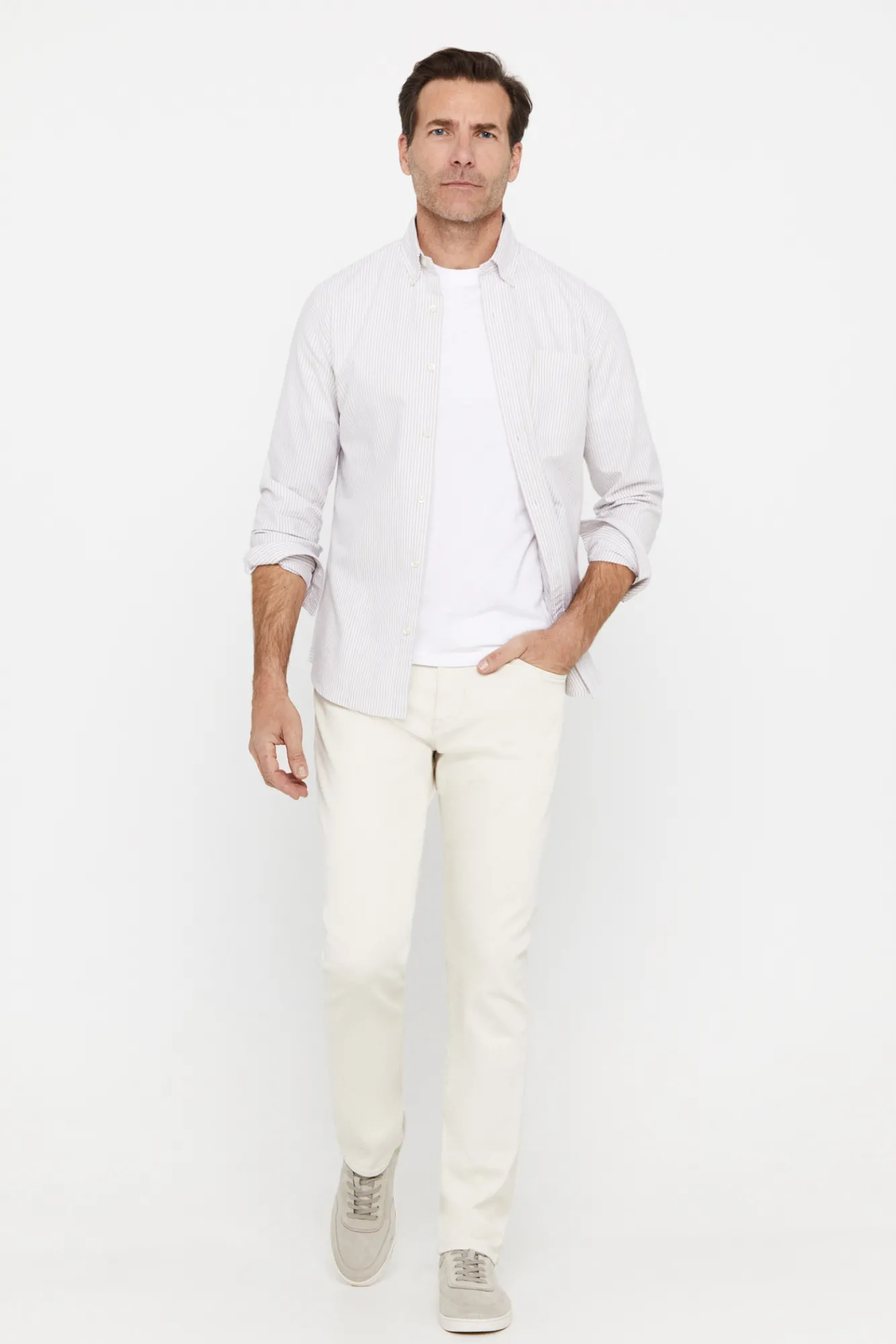 Cortefiel Pantalon Color Regular Fit Dynamic Marfil Discount