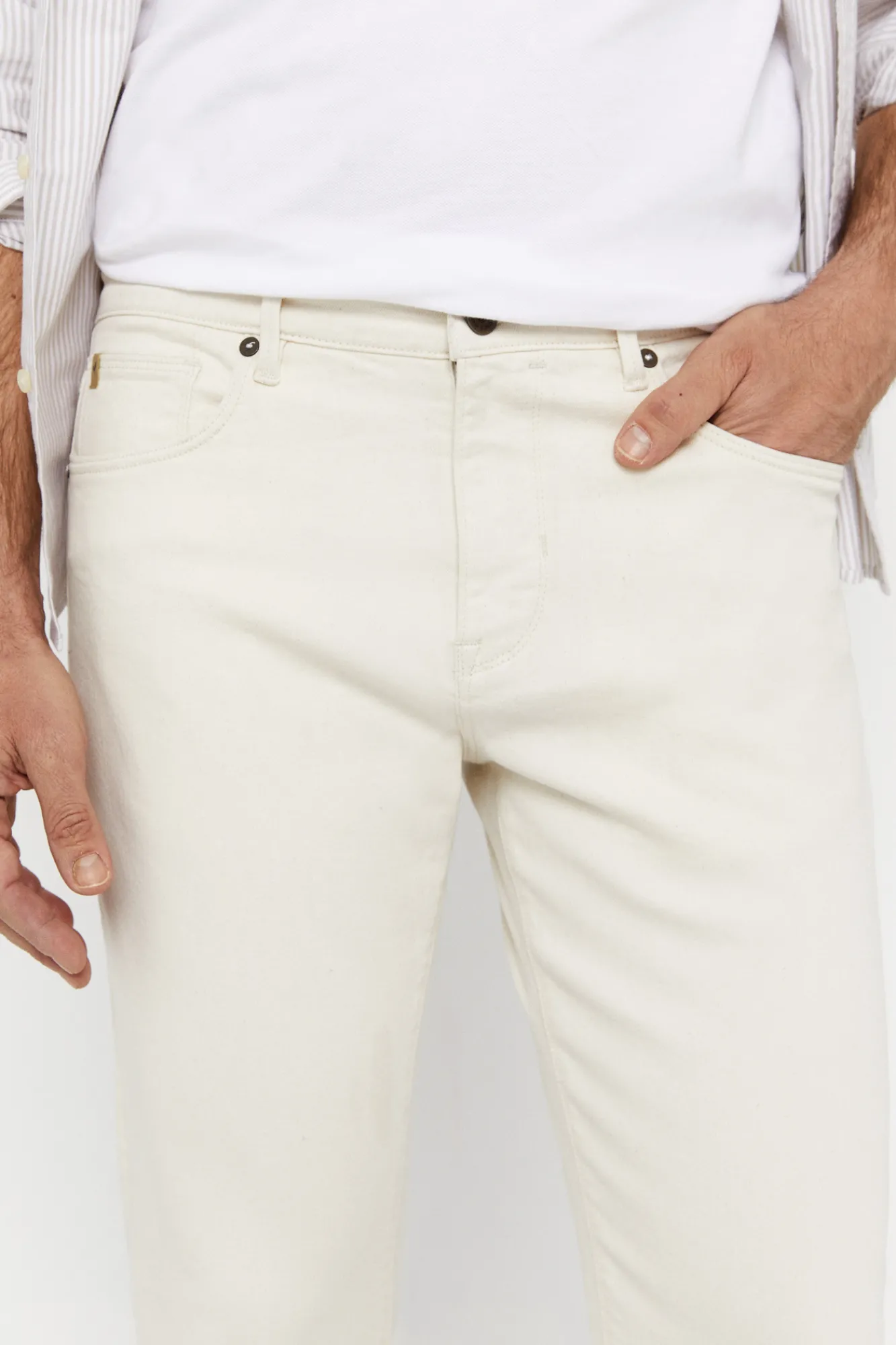 Cortefiel Pantalon Color Regular Fit Dynamic Marfil Discount