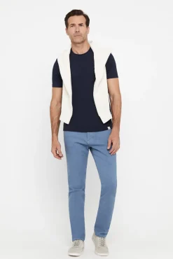 Cortefiel Pantalon Color Slim Fit Dynamic Azul Sale