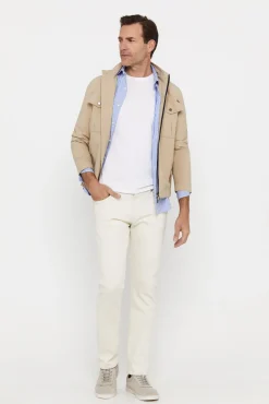 Cortefiel Pantalon Color Slim Fit Dynamic Marfil Hot