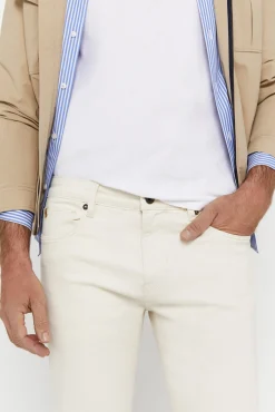 Cortefiel Pantalon Color Slim Fit Dynamic Marfil Hot