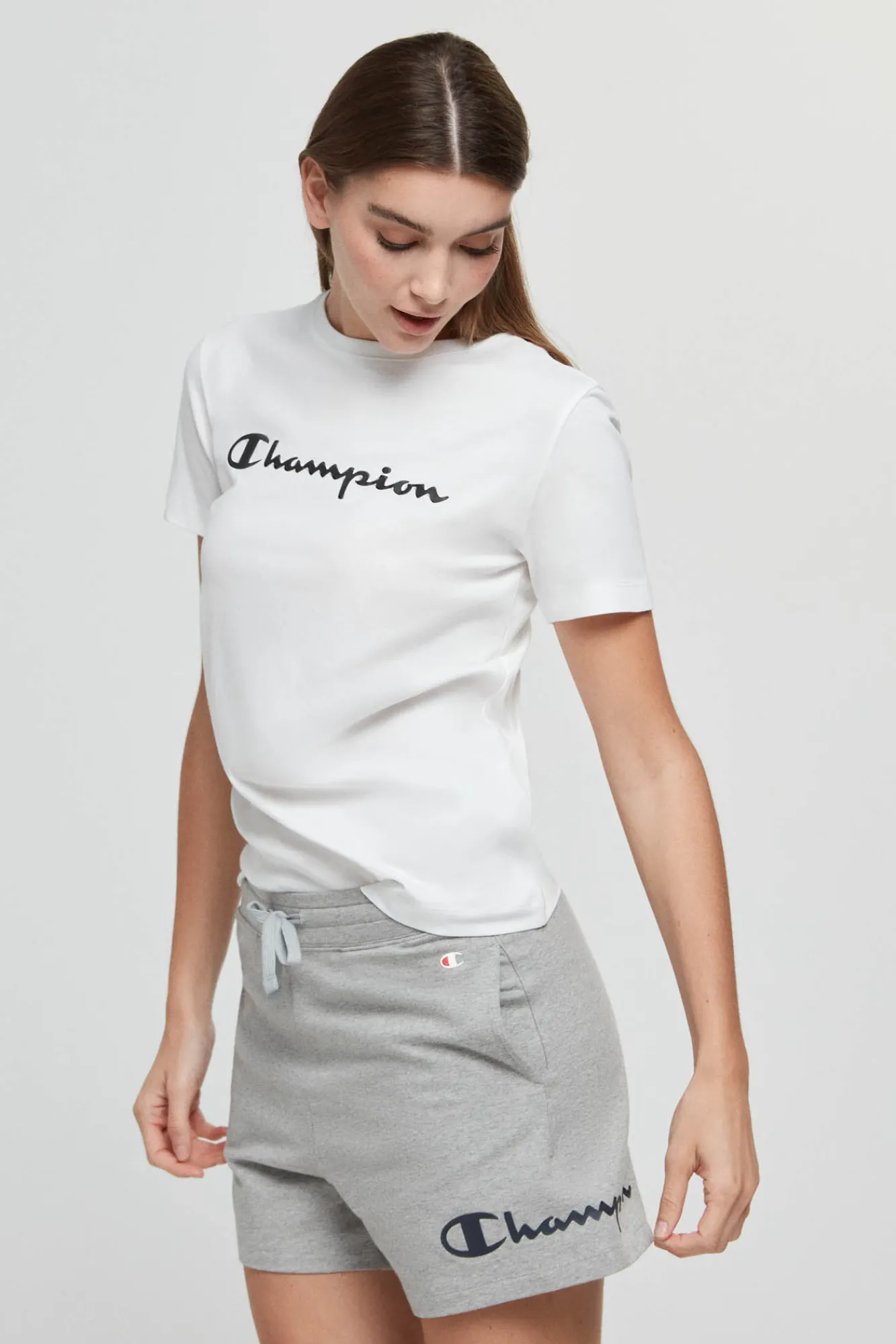 Champion Pantalon Corto Con Cordones Gris Medio Discount