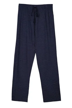 Women'secret Pantalon Largo 100% Algodon Estampado Rayas Azul New