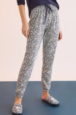 Women'secret Pantalon Largo 100% Algodon Flores Estampado New
