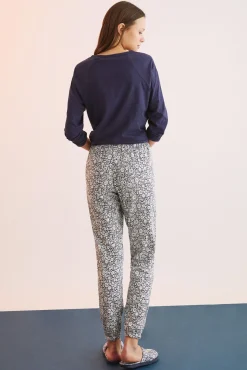 Women'secret Pantalon Largo 100% Algodon Flores Estampado New