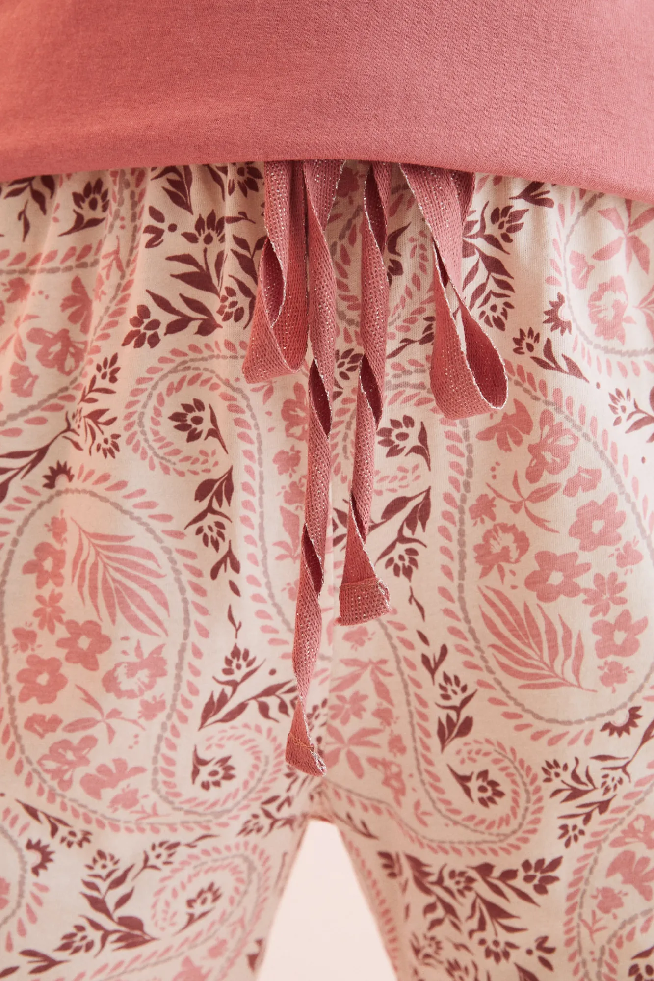 Women'secret Pantalon Largo 100% Algodon Paisley Rosa Outlet