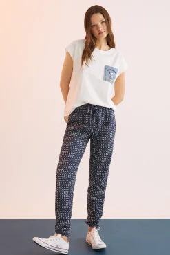 Women'secret Pantalon Largo 100% Algodon Sello Estampado Hot