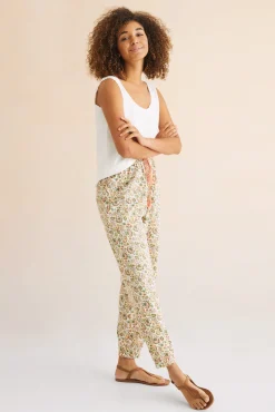Women'secret Pantalon Largo Baggy 100% Algodon Estampado Verde Clearance