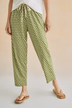 Women'secret Pantalon Largo Carrot 100% Algodon Estampado Verde