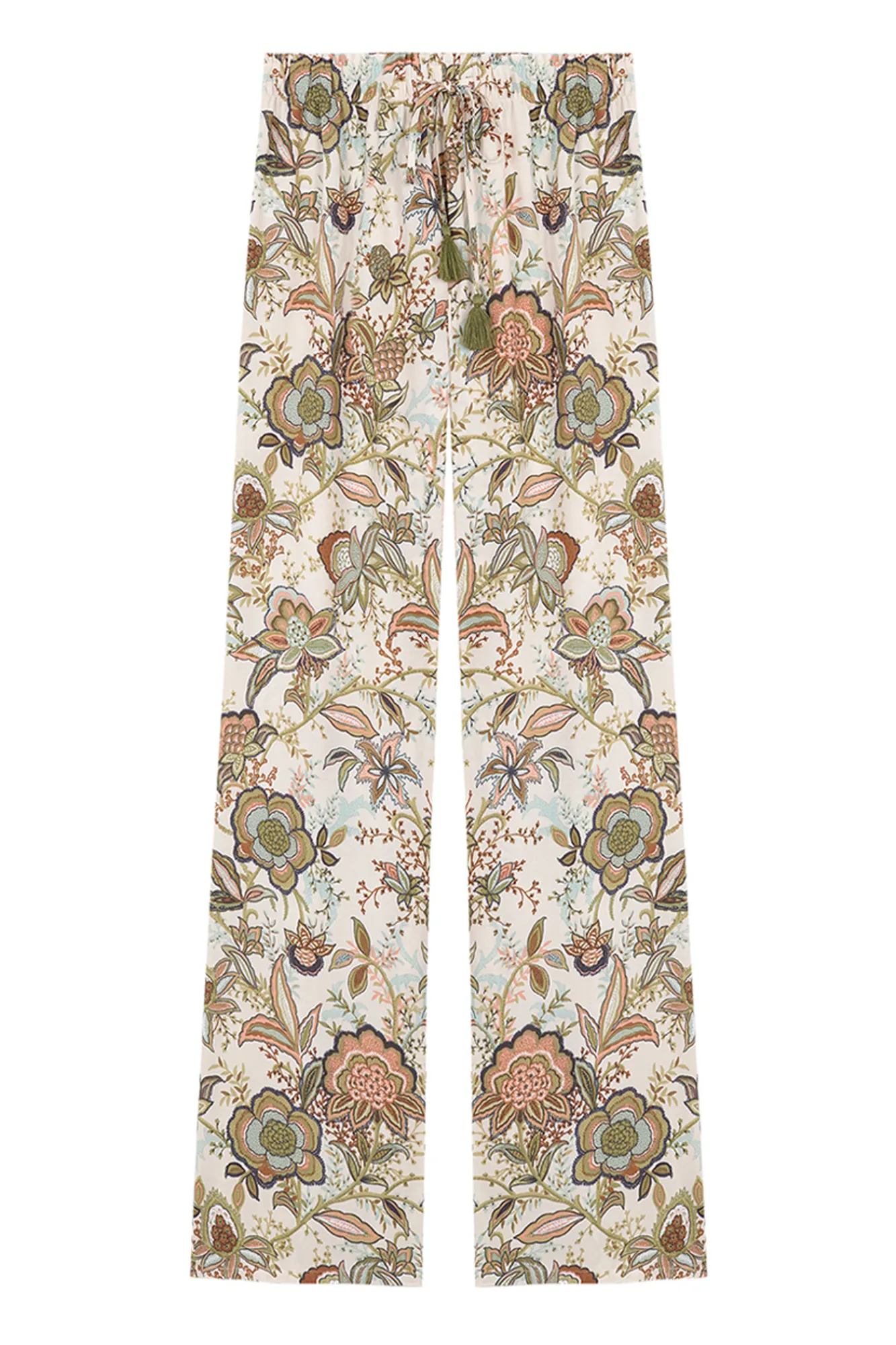 Women'secret Pantalon Largo Recto Estampado Verde New