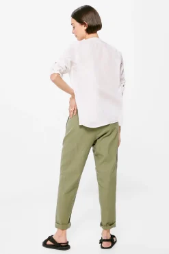 * Pantalon Lino Relajado Kaki Claro Clearance