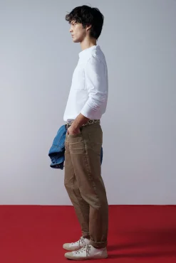 * Pantalon Slim 5 Bolsillos Color Beige Best