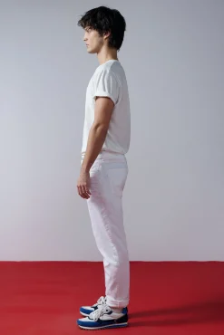 * Pantalon Slim 5 Bolsillos Color Marfil Hot