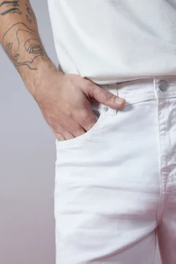 * Pantalon Slim 5 Bolsillos Color Marfil Hot