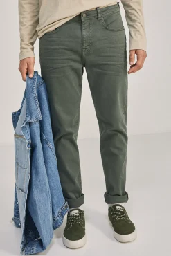 * Pantalon Slim 5 Bolsillos Color Kaki Oscuro Clearance