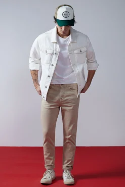 * Pantalon Slim 5 Bolsillos Color Beige Outlet